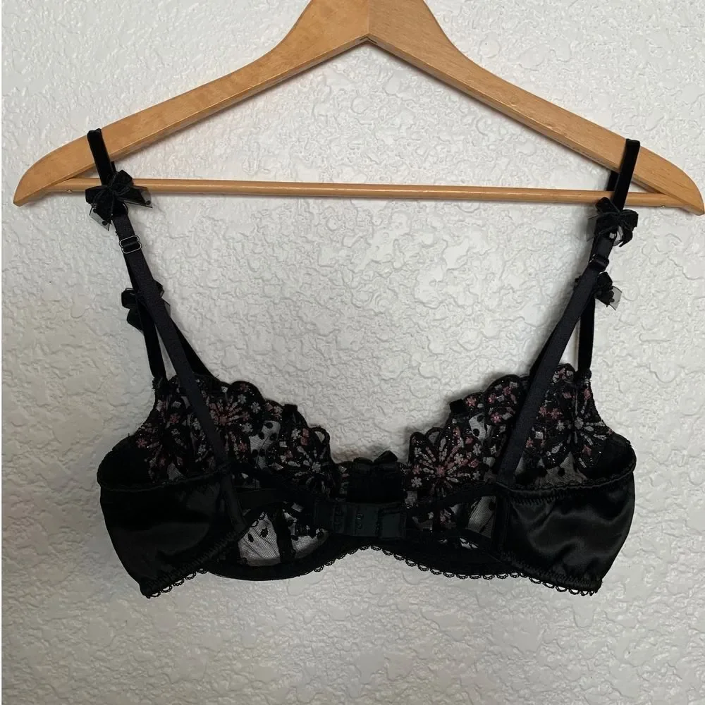 For Love & Lemons Caprice Underwire Embroidered Lace Bra Black Size 34C - Picture 6 of 12